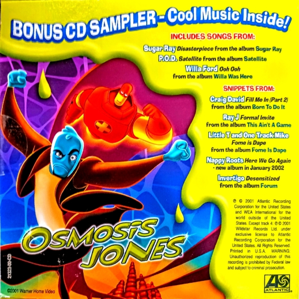 Bonus CD sampler for the movie Osmosis Jones, released in 2001. New-Unopened